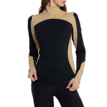 Bogner Loryn Technical Base Layer Top - Zip Neck, Long Sleeve in Black/Caramello