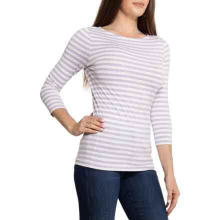 Bogner Louna T-Shirt - 3/4 Sleeve in Lilac/Off-White Stripes