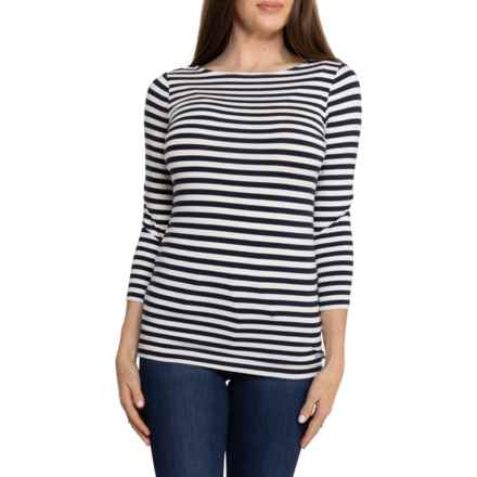 Bogner Louna T-Shirt - 3/4 Sleeve in Navy/Off-White Stripes