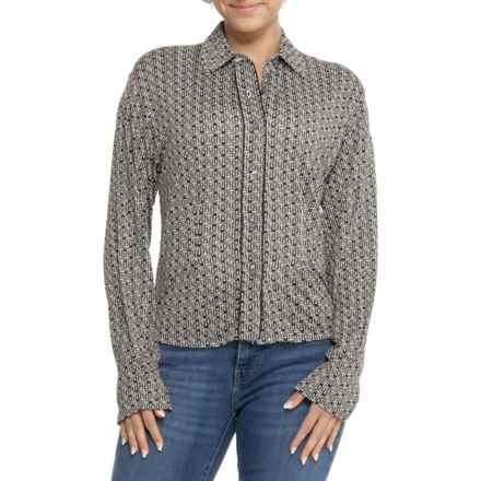 Bogner Nyla Shirt - Silk, Long Sleeve in Black/Off-White/Wet Sand Crisscross