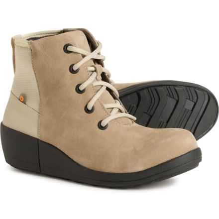 Bogs Footwear Audrey Wedge Work Boots - Waterproof, Leather, Composite Safety Toe (For Women) in Taupe Multi