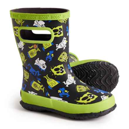 Bogs Footwear Boys Skipper Cool Monster Rain Boots - Waterproof in Black Multi