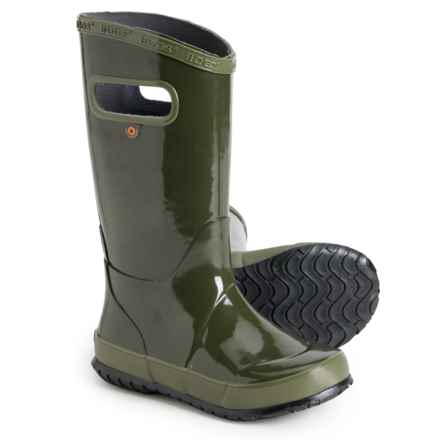 Bogs Footwear Boys Solid Rain Boots - Waterproof in Dark Green