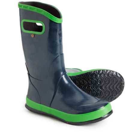 Bogs Footwear Boys Solid Rain Boots - Waterproof in Navy/Green