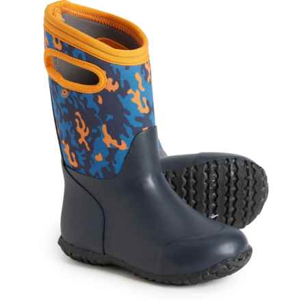 Bogs Footwear Boys York Neo Camo Rain Boots - Waterproof, Insulated in Navy Multi