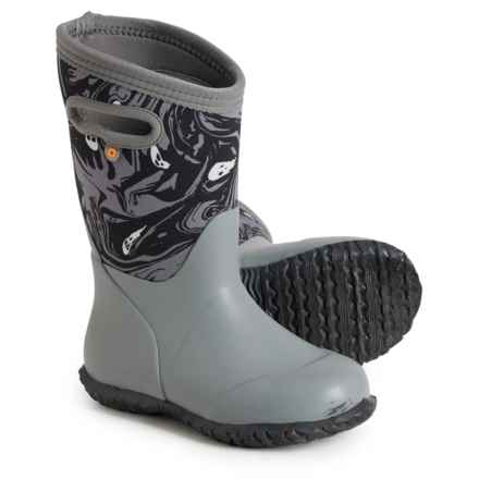 Bogs Footwear Boys York Spooky Rain Boots - Waterproof, Insulated in Gray Multi