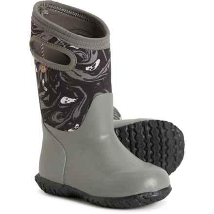 Bogs Footwear Boys York Spooky Rain Boots - Waterproof, Insulated in Gray Multi
