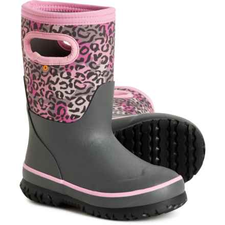 Bogs Footwear Girls Grasp Leopard Neoprene Rain Boots - Waterproof, Insulated in Dark Grey Multi