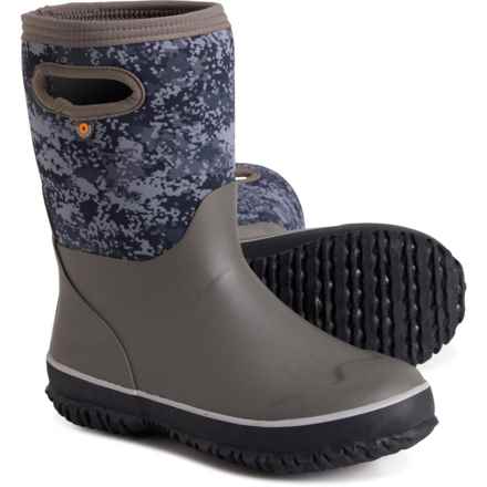 Bogs Footwear Girls Grasp M-Camo Neoprene Rain Boots - Waterproof, Insulated in Gray Multi