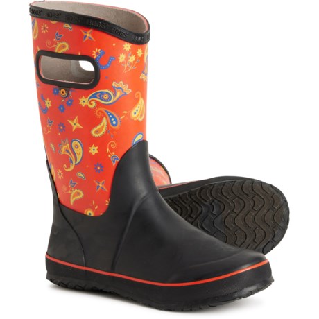 Bogs Footwear Girls Western Rainbow Rain Boots - Waterproof in Red Multi