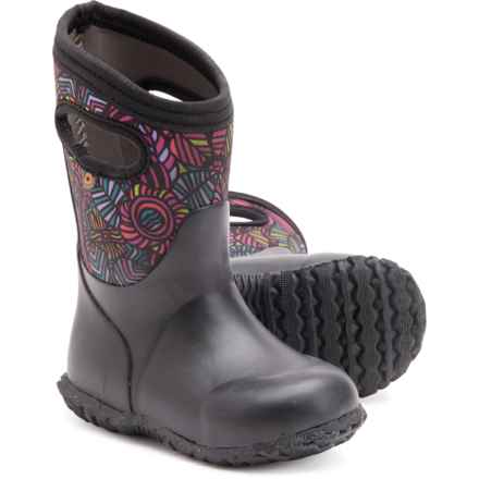 Bogs Footwear Girls York Wild Garden Rain Boots - Waterproof, Insulated in Black Multi