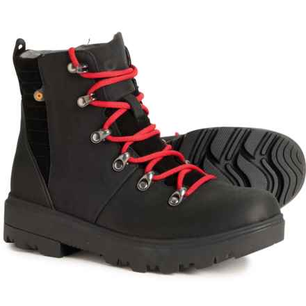 Bogs Footwear Holly Lace-Up Rain Boots - Waterproof, Leather (For Women) in Black