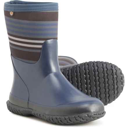 Bogs Footwear Little and Big Boys and Girls Stomper Varied Stripe Rain Boots - Waterproof in Navy Multi/Marine Multi