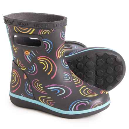 Bogs Footwear Little Girls Blue Skipper II Rainbow Rain Boots - Waterproof in Blk Multi