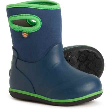 Bogs Footwear Toddler Boys Classic Solid Rain Boots - Waterproof, Insulated in Navy/Green