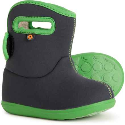 Bogs Footwear Toddler Boys II Solid Rain Boots - Waterproof, Insulated in Navy/Green