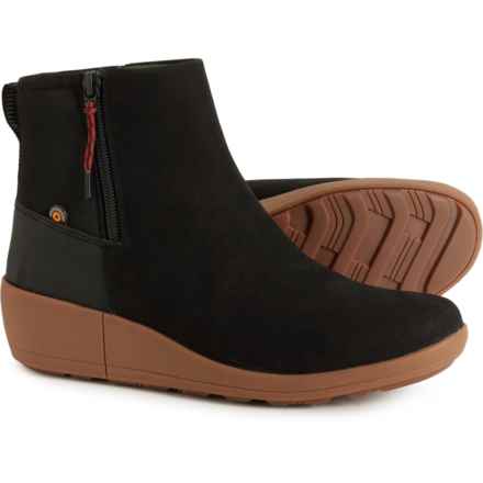Bogs Footwear Vista Rugged Zip Wedge Booties - Waterproof, Leather (For Women) in Black