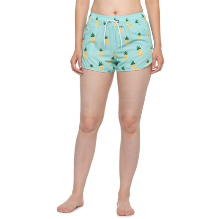 BONDI BEAMERS Print Swim Shorts in Pineapple Green
