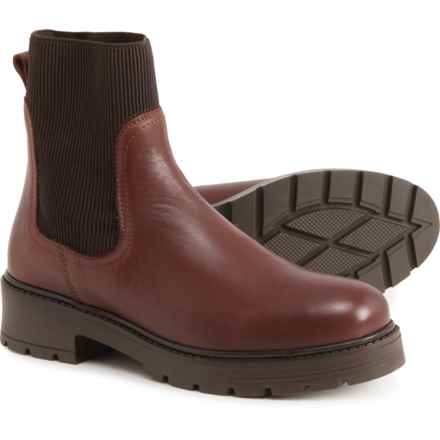 Bootlegger Made in Portugal Cerny Ribbed Knit Chelsea Boots - Leather (For Women) in Brown