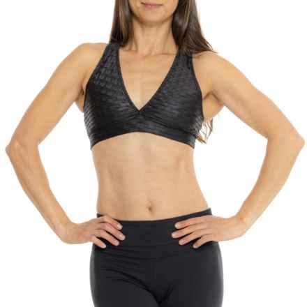 Booty By Brabants Chrome Deep V-Neckline Sports Bra - Racerback, Medium Impact in Black