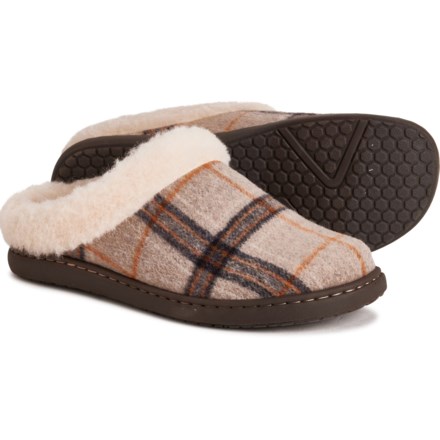 Born Ali Plaid Open-Back Clogs - Wool (For Women) in Taupe