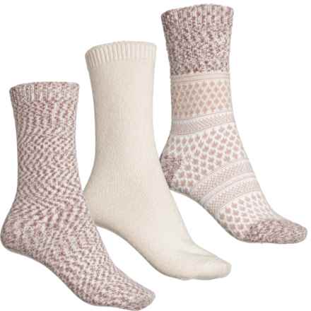 Born Cable Knit Super Soft Boot Socks -  3-Pack, Crew (For Women) in Mauve