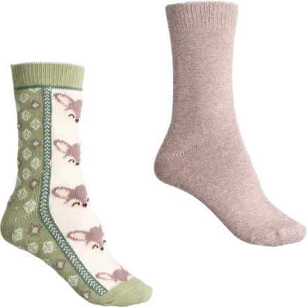 Born Deer Boot Socks - 2-Pack, Crew (For Women) in Green