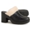 Born Hope Shearling-Lined Heeled Clogs - Leather, Open Back (For Women) in Black