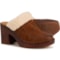 Born Hope Shearling-Lined Heeled Clogs - Leather, Open Back (For Women) in Rust