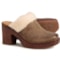 Born Hope Shearling-Lined Heeled Clogs - Leather, Open Back (For Women) in Taupe