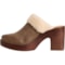 13TH1_4 Born Hope Shearling-Lined Heeled Clogs - Leather, Open Back (For Women)