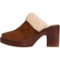 13TM1_4 Born Hope Shearling-Lined Heeled Clogs - Leather, Open Back (For Women)