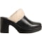 13TM2_3 Born Hope Shearling-Lined Heeled Clogs - Leather, Open Back (For Women)