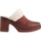 3DCRP_3 Born Hope Shearling-Lined Heeled Clogs - Leather, Open Back (For Women)