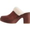 3DCRP_4 Born Hope Shearling-Lined Heeled Clogs - Leather, Open Back (For Women)