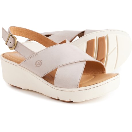 Born Malheur Wedge Sandals - Leather (For Women) in Light Grey