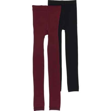 Born Marled Fleece Lined Leggings - 2-Pack in Burgundy/Black