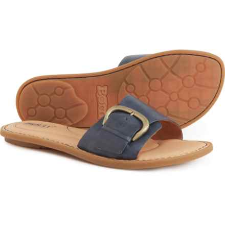Born Miarra Big Buckle Slide Sandals - Leather (For Women) in Navy