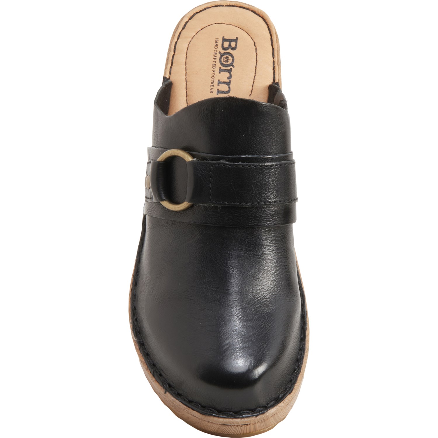 LEATHER CLOGS WITH BACK STRAP - Black