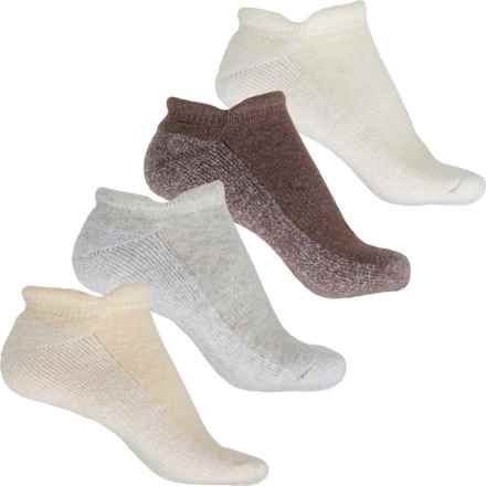 BORN OUTDOOR Half-Cushion Double Tab No-Show Socks - 4-Pack, Below the Ankle (For Women) in Ivory