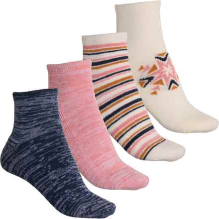 BORN OUTDOOR Multi Stripe Wool-Blend Half Cushion Socks - 4-Pack, Quarter Crew (For Women) in Ivory