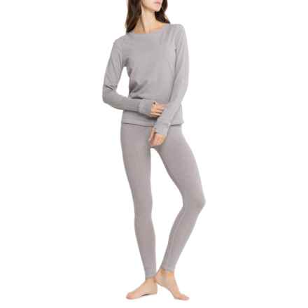 BORN OUTDOOR Thermal Base Layer Top and Leggings Set - Organic Cotton, Long Sleeve in Grey Heather