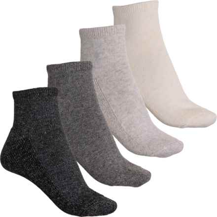 BORN OUTDOOR Wool-Blend Half Cushion Socks - 4-Pack, Quarter Crew (For Women) in Ivory
