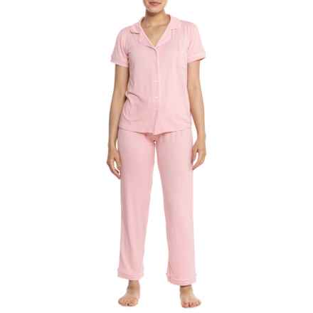 BORN OUTDOOR Yummy Notch Collar Pajamas - Short Sleeve in Peach