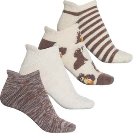 BORN OUTDOORS Bear Half-Cushion No Show Heel Tab Socks - 4-Pack, Below the Ankle (For Women) in Oatmeal Heather