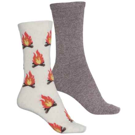 BORN OUTDOORS Camp Fire Wool-Blend Socks - 2-Pack, Crew (For Women) in Oatmeal