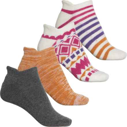 BORN OUTDOORS Diamond Half-Cushion No Show Heel Tab Socks - 4-Pack, Below the Ankle (For Women) in Oatmeal