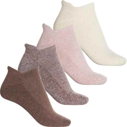 BORN OUTDOORS Half-Cushion Heel Tab No-Show Socks - 4-Pack, Wool Blend, Below the Ankle (For Women) in Marled Mauve