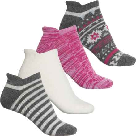 BORN OUTDOORS Half-Cushion Heel Tab Socks - 4-Pack, Below the Ankle (For Women) in Charcoal Heather