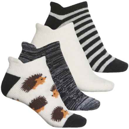 BORN OUTDOORS Hedgehog Half-Cushion No-Show Heel Tab Socks - 4-Pack, Below the Ankle (For Women) in Oatmeal
